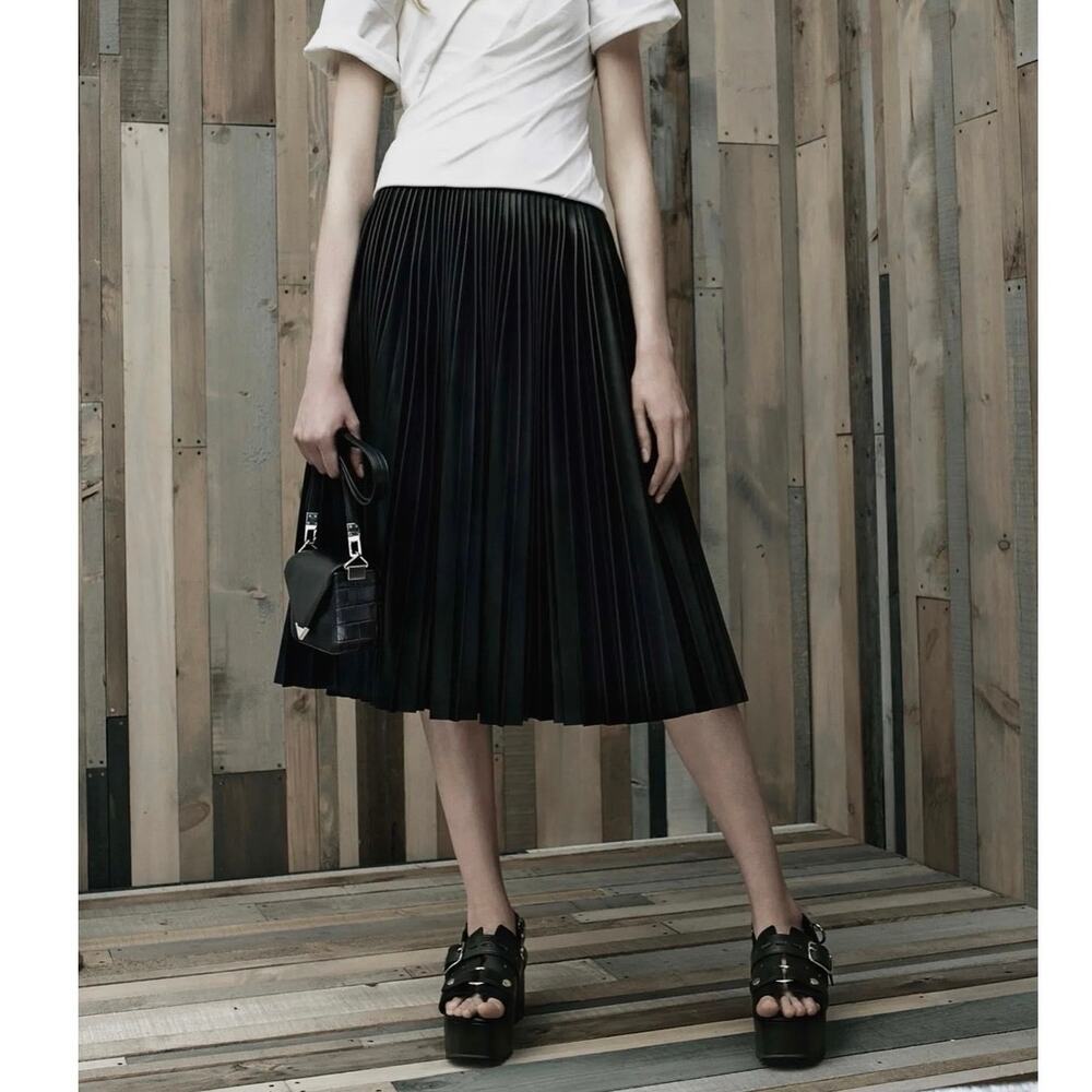 Alexander Wang skirt SS16 Runway Black Pleated Midi Layered Size 2 whimsigoth